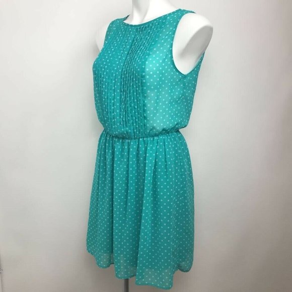 Zara Trafaluc Blouson Dress Blue Polka Dot Sz M - Picture 3 of 8